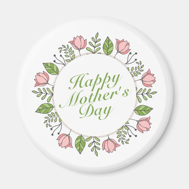 Joyeux Joyeux Fête des Mères Fleur Wreath | Magnet (Devant)