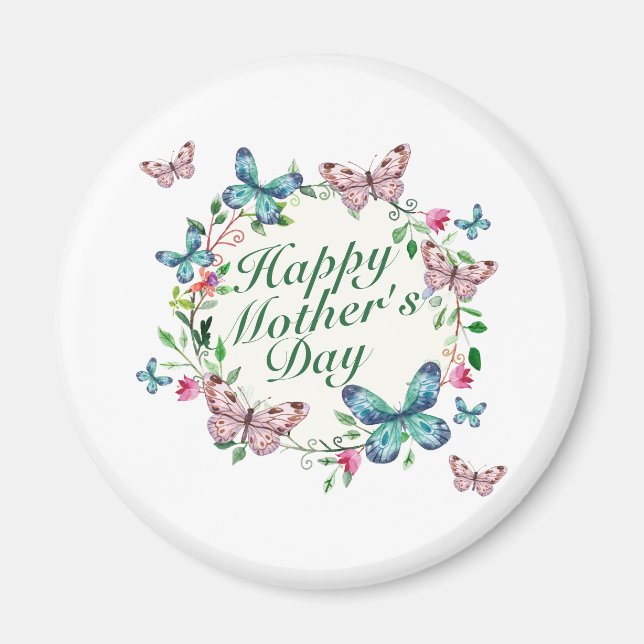 Joyeux Joyeux Fête des Mères Fleur Wreath | Magnet (Devant)