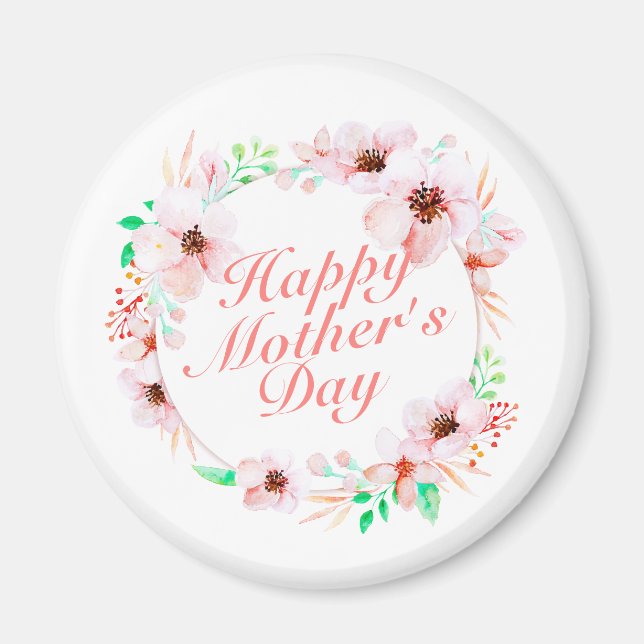 Joyeux Joyeux Fête des Mères Fleur Wreath | Magnet (Devant)