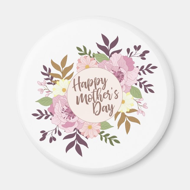 Joyeux Joyeux Fête des Mères Fleur Wreath | Magnet (Devant)