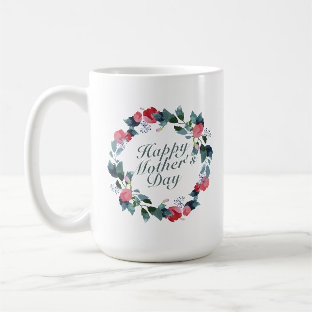 Joyeux Joyeux Fête des Mères Floral | Mug classiqu (Gauche)