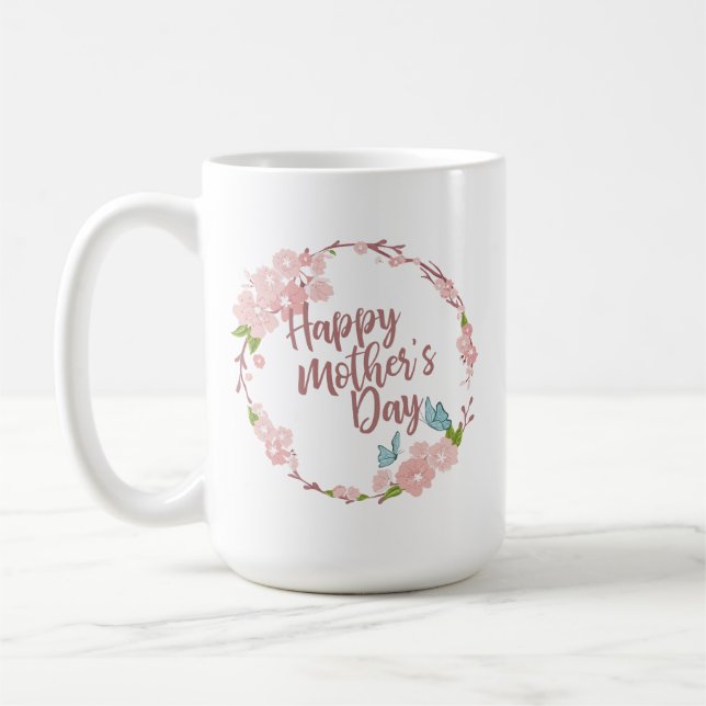 Joyeux Joyeux Fête des Mères Floral | Mug classiqu (Gauche)