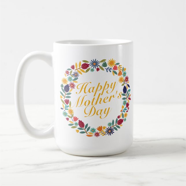 Joyeux Joyeux Fête des Mères Floral | Mug classiqu (Gauche)