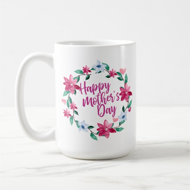 Joyeux Joyeux Fête des Mères Floral | Mug classiqu (Gauche)