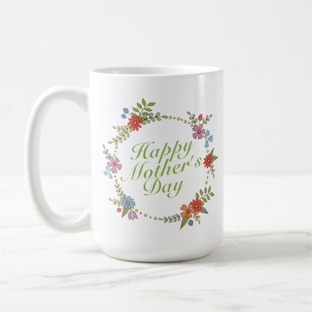 Joyeux Joyeux Fête des Mères Floral | Mug classiqu (Gauche)