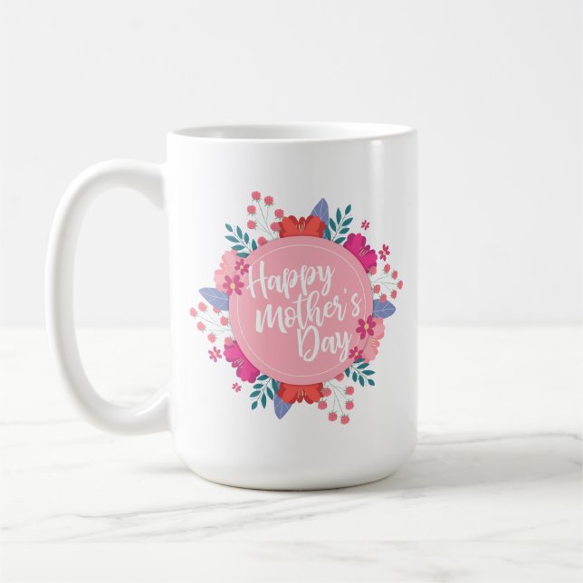 Joyeux Joyeux Fête des Mères Floral | Mug classiqu (Gauche)