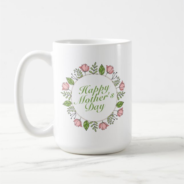 Joyeux Joyeux Fête des Mères Floral | Mug classiqu (Gauche)