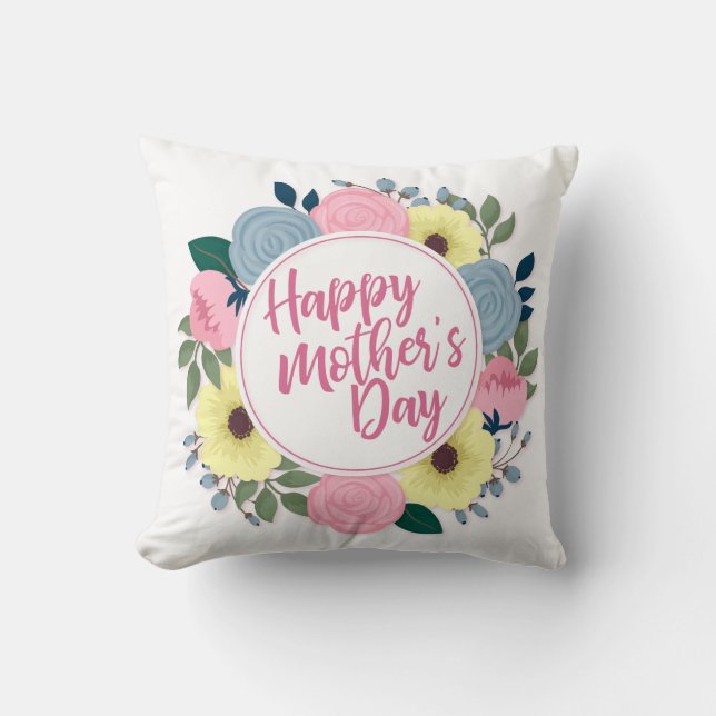 Joyeux Joyeux Fête des Mères Floral | Oreiller (Recto)