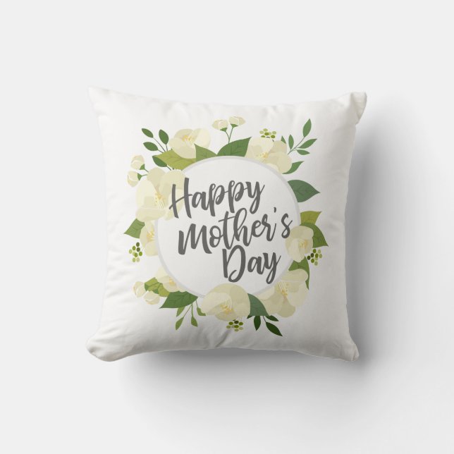 Joyeux Joyeux Fête des Mères Floral | Oreiller (Recto)