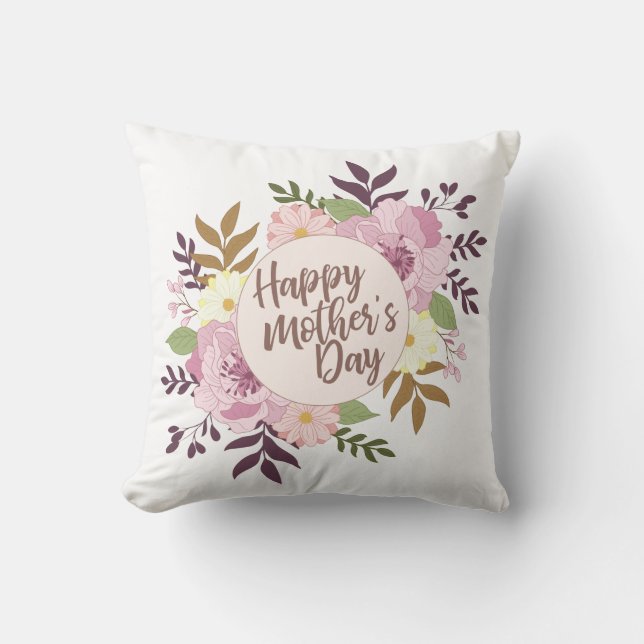 Joyeux Joyeux Fête des Mères Floral | Oreiller (Recto)