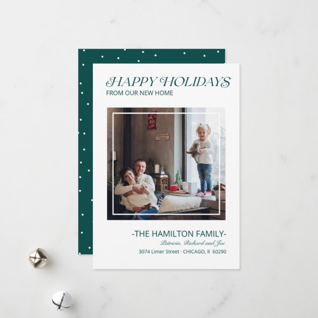 Joyeux Joyeux Jours Modernes Faire-part de déménag (Devant/Arrière en situation)