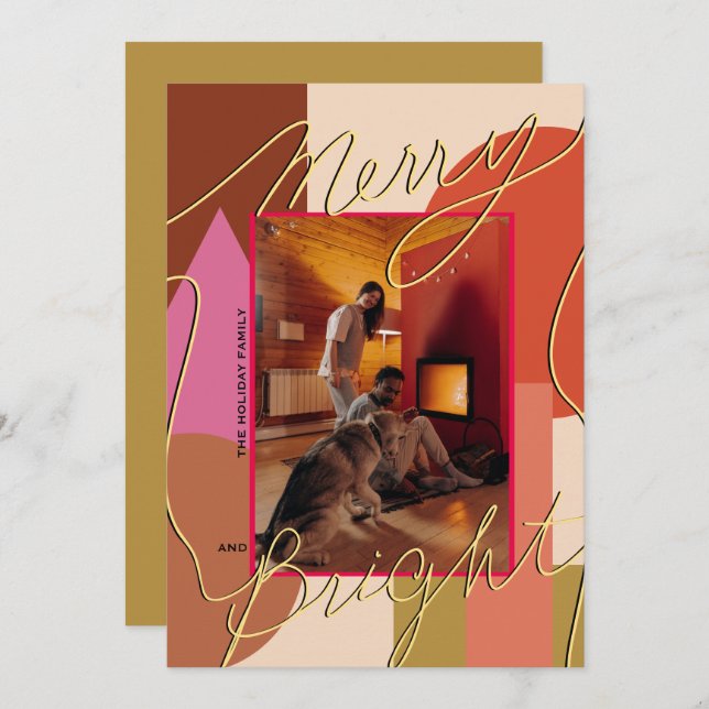 Joyeux Joyeux Joyeux Joyeux Votre Photo Géométriqu (Devant / Derrière)