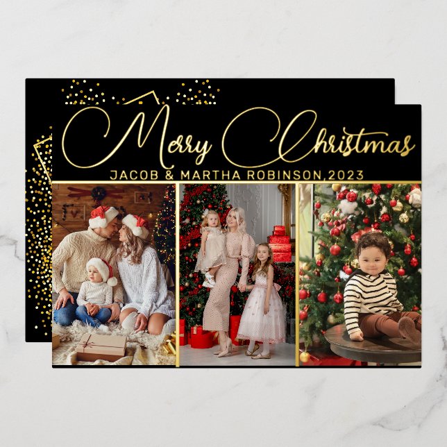 Joyeux Joyeux Noël Multi Photo Foil Vacances (Recto/Verso)