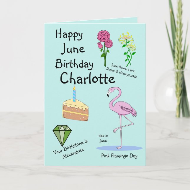 Joyeux Juin Anniversaire Carte de voeux pliée (Devant)