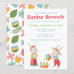 Joyeux Lapin de Pâques lapin Invitation de Brunch