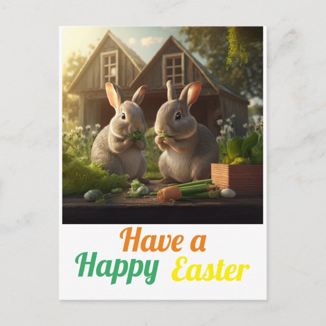 Joyeux lapins de Pâques ! Carte postale de Pâques (Devant)