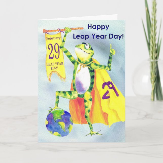 Joyeux Leap Année Carte Jour Grenouille (Devant)