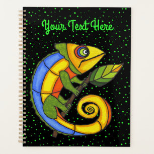 Joyeux Lézard coloré Big Eyes Dots verts feuille