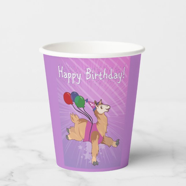 Joyeux Llama d'anniversaire ! Gobelet en papier (Recto)