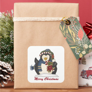 Joyeux manchot de Noël ajouter message autocollant