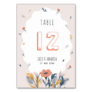 Joyeux Mariage Floral Numéro de table Carte Place