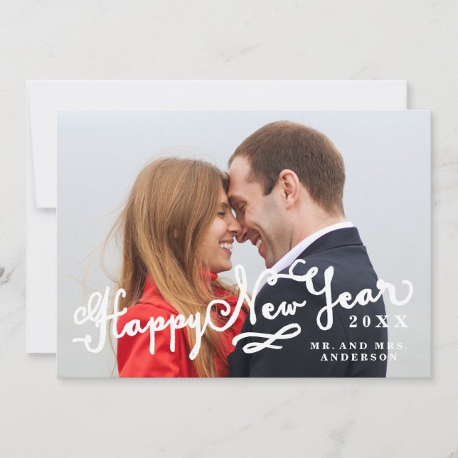 Joyeux mariés Script Bonne année Carte photo de va (Devant)