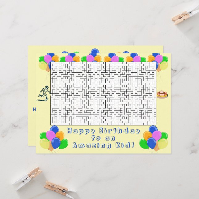 Joyeux Maze d'anniversaire et ballons Crème Extrao (Devant/Arrière en situation)
