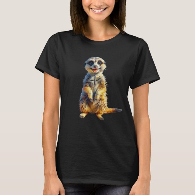 Joyeux Meerkat T-Shirt peinture à l'huile style (Devant)