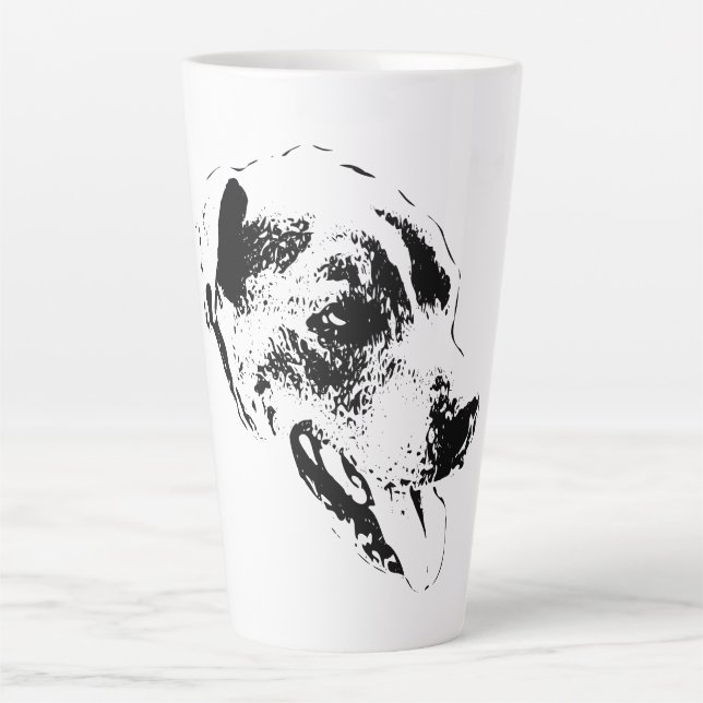 Joyeux mélange Pitbull noir et blanc Portrait Mug (Devant)