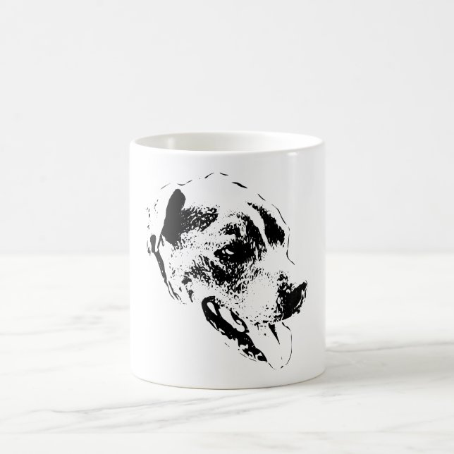 Joyeux mélange Pitbull noir et blanc Portrait Mug (Centre)