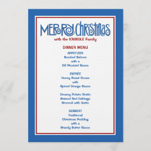 Joyeux menu du dîner bleu Noël