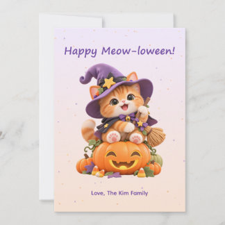 Joyeux Meow-loween Mignonne Carte de Halloween de