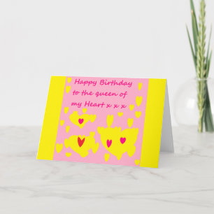 Joyeux message d'anniversaire Carte jaune rose