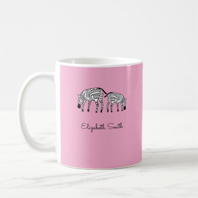 Joyeux mignon Kenya Zebras Pink Mug (Gauche)
