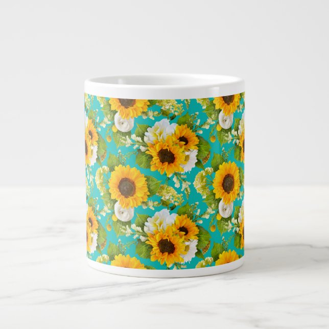 Joyeux modèle de tournesol été tasse de café (Devant)