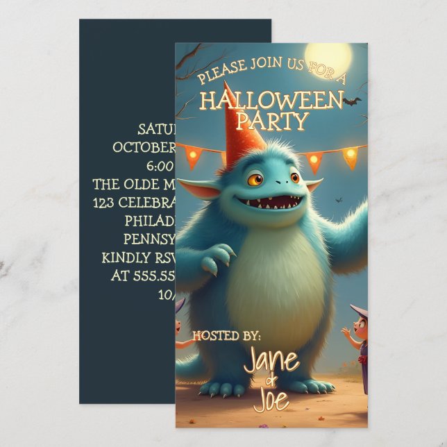 Joyeux Monster Halloween Party pour enfants (Devant / Derrière)