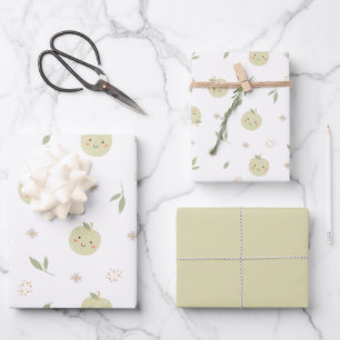 Joyeux Motif de pommes - Jeu de papier d'enveloppe