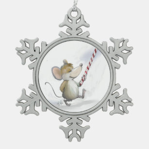 Joyeux Mouse Moe Pewer Snowflake Ornement