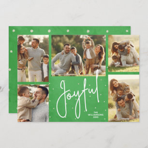JOYEUX Multi Photo Green Christmas Carte de vacanc