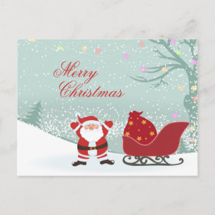 Joyeux neige de Noël + carte postale Père Noël tra