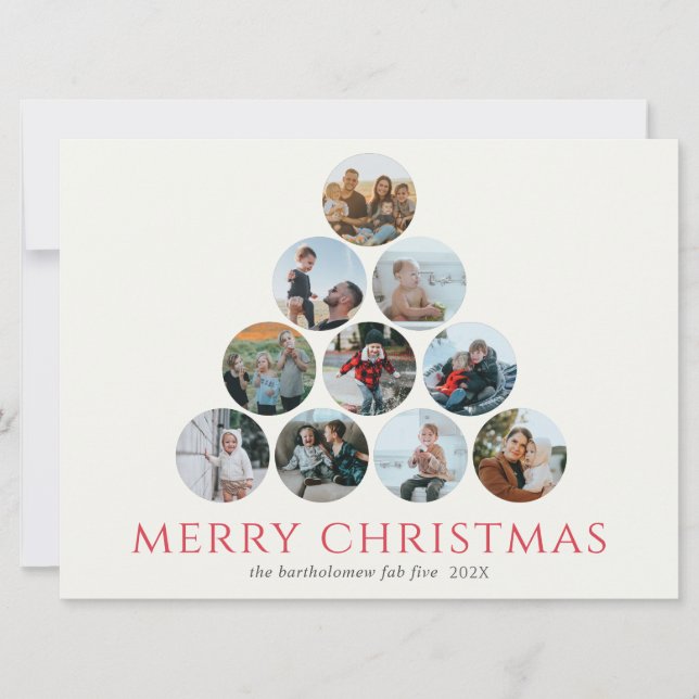 Joyeux Noël 10 Photo Arbre Vert Rouge (Devant)