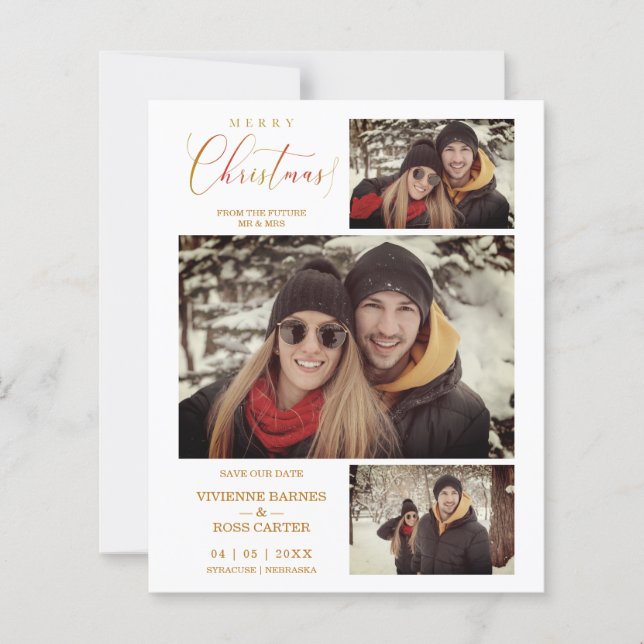 Joyeux Noël 3 Photos Collage Couple (Devant)