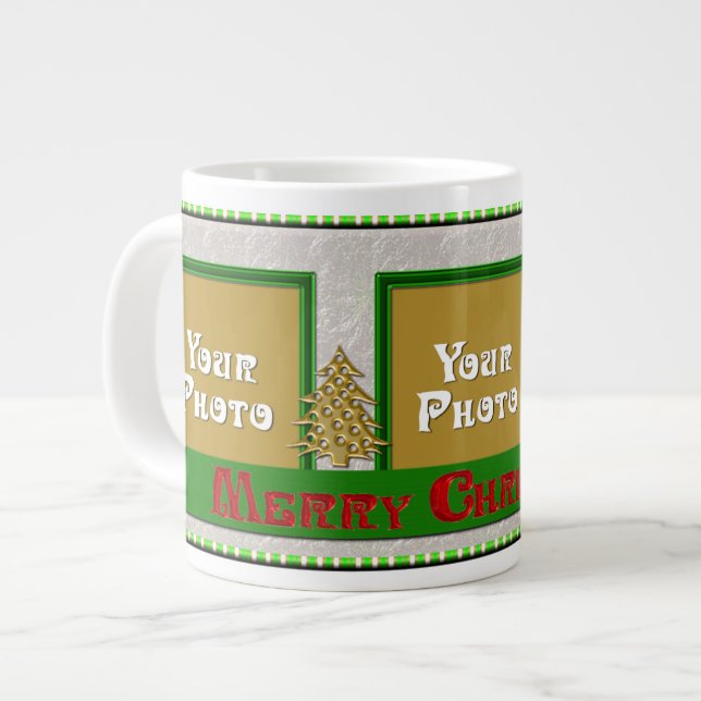 Joyeux Noël 3 photos de café vert Mug (Devant gauche)
