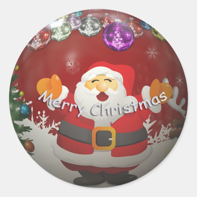 Joyeux Noël 3D affecter Père Noël Sticker (Devant)