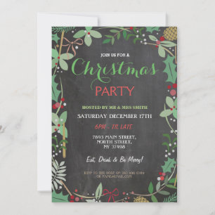 Joyeux Noël à la fête Chalk Mistletoe Invitation d