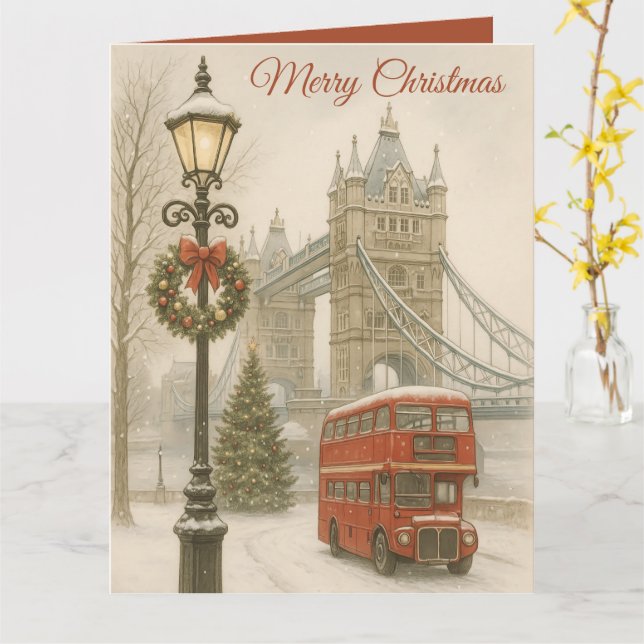 Joyeux Noël à Londres Carte postale Cadeau pour vo (Fleur jaune)