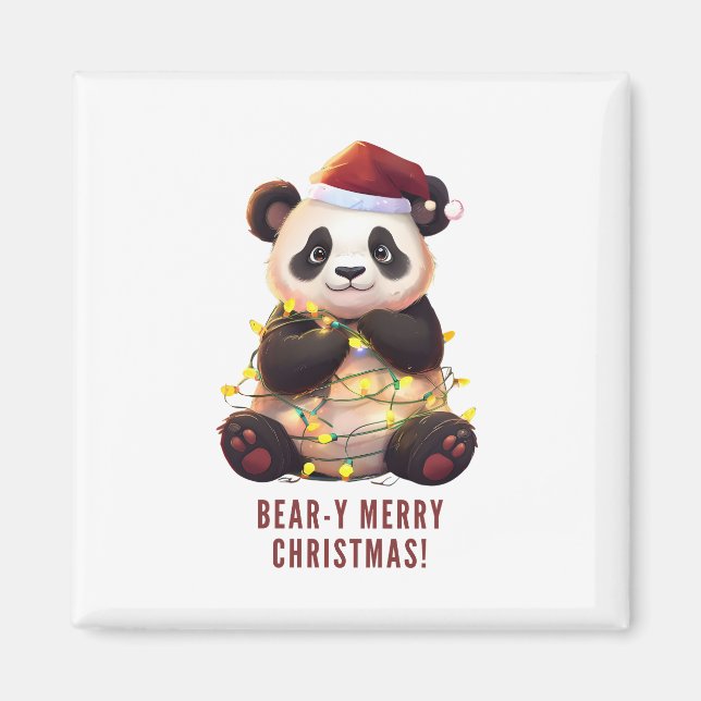 Joyeux Noël à l'ours ! Magnet Panda Joueur (Devant)