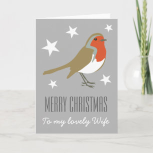 Joyeux Noël à ma belle femme carte rouge Robin
