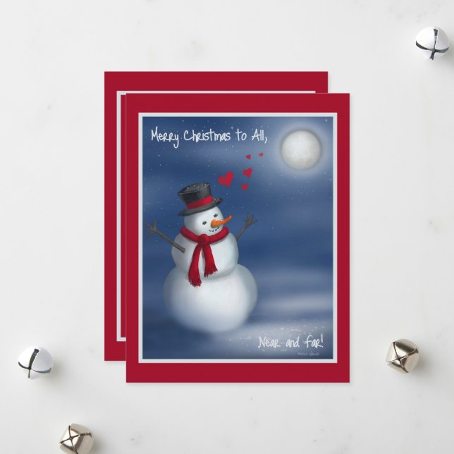 Joyeux Noël à tous, près et loin ! Carte de vacanc (Devant/Arrière en situation)