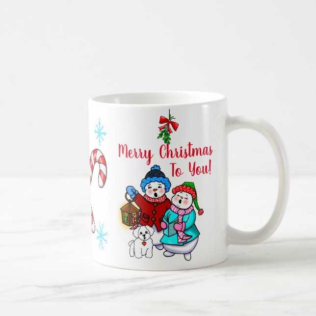 "Joyeux Noël à vous" Caroling Snowmen Mug (Droite)
